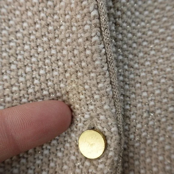 Banana Republic Cardigan Womens M Beige Metallic Knit Button Sweater Jacket Coat - Picture 4 of 10